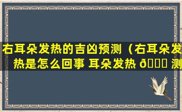 右耳朵发热的吉凶预测（右耳朵发热是怎么回事 耳朵发热 💐 测吉凶详解）